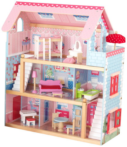 Кукольный домик "Открытый коттедж" (Chelsea), с мебелью 19 элементов 65054
