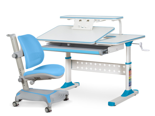 Комплект парта Ergokids TH-320 Blue + кресло Mealux Vesta BL  (арт.TH-320 W/BL + Y-117 BL)