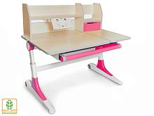 Стол Mealux Ontario Pink (арт. EVO-600 WP), материал столешницы: натуральное дерево, цвет столешницы: клен, цвет ножек: белый с розовым