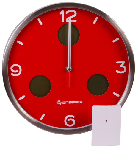 Часы настенные Bresser MyTime io NX Thermo/Hygro, 30 см, красные фото 10