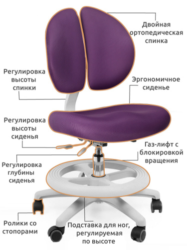 Детское кресло Mealux Duo-Kid  фиолетовый однотонный Y-616 KS standart фото 2