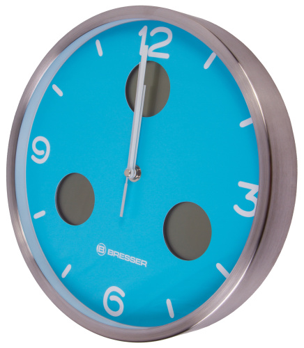 Часы настенные Bresser MyTime io NX Thermo/Hygro, 30 см, голубые фото 6