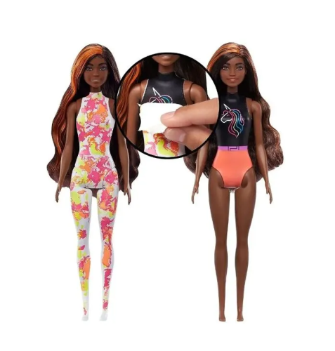 (желтый) Кукла Barbie Mattel Набор Color Reveal Neon Tie-Dye Барби с 25 сюрпризами Мулатка с питомцем HCD25_2 фото 3