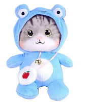 Мягкая игрушка Котенок в синей пижаме кигуруми 25 см Лалафанфан - Lalafanfan