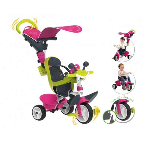 741201 Smoby Baby Driver трехколесный велосипед розовый фото 4