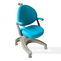 Детское эргономичное кресло FunDesk Cielo Grey c фиксированными подлокотниками+ с голубым чехлом в подарок!