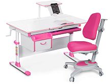 Комплект парта и кресло Mealux EVO-40 (Y-110) (Цвет столешницы:Белый, Цвет ножек стола:Белый, Цвет кромки:Розовый)