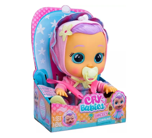 (с цветочком) Кукла Коралина IMC Toys Cry Babies Dressy Coraline Плачущий младенец 908413