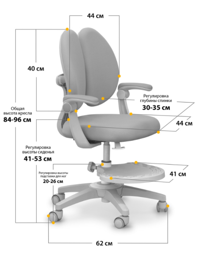 Детское кресло Mealux Sprint Duo Grey (арт. Y-412 G) - обивка серая однотонная (одна коробка) фото 3