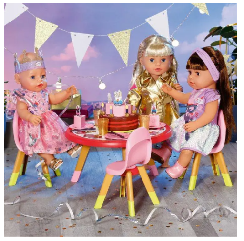 Набор мебели для куклы Baby Born "Вечеринка с тортом" (торт стол 3 стула свет звук), Zapf Creation (831076) фото 9
