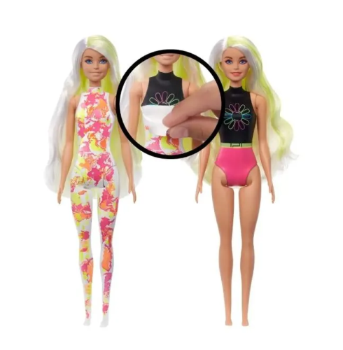 (розовый) Кукла Barbie Mattel Набор Color Reveal Neon Tie-Dye Барби с 25 сюрпризами Блондинка с питомцем HCD25_3 фото 6