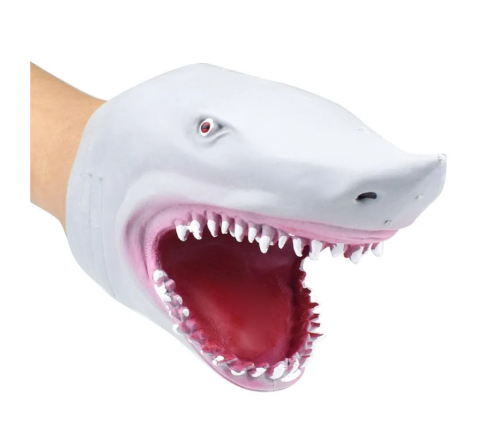 (белая) Игрушка на руку Акула / Игрушка перчатка (игрушка в ванную)  фото 3