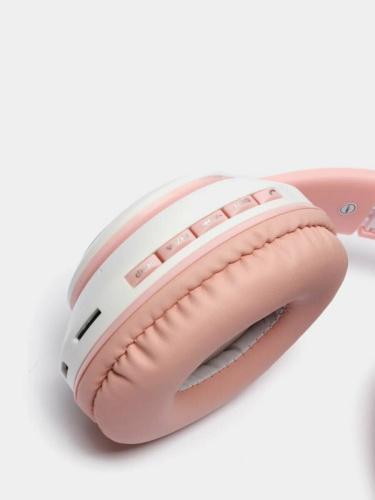 Беспроводные наушники Кошачьи ушки светящиеся CAT STN-28 (розовые) фото 6