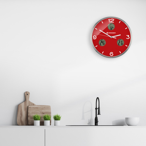 Часы настенные Bresser MyTime io NX Thermo/Hygro, 30 см, красные фото 4