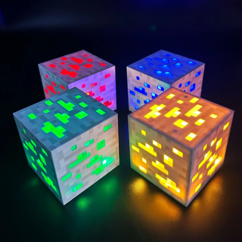 Ночник светильник Факел настенный майнкрафт Куб Minecraft (Алмазная руда) фото 8