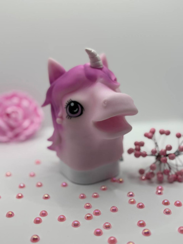 (розовая) Игрушка на руку Единорог Илви / Игрушка перчатка (игрушка в ванную) фото 3