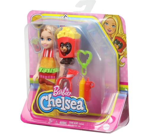 GHV69-4 Кукла Barbie Челси в тематическом костюме бургер с питомцем фото 7