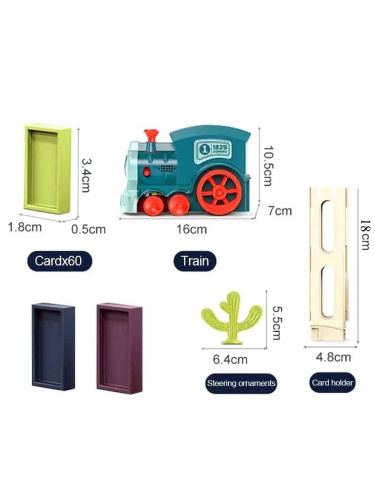 Электрический паровозик-домино 60 деталей (свет, звук) фото 2