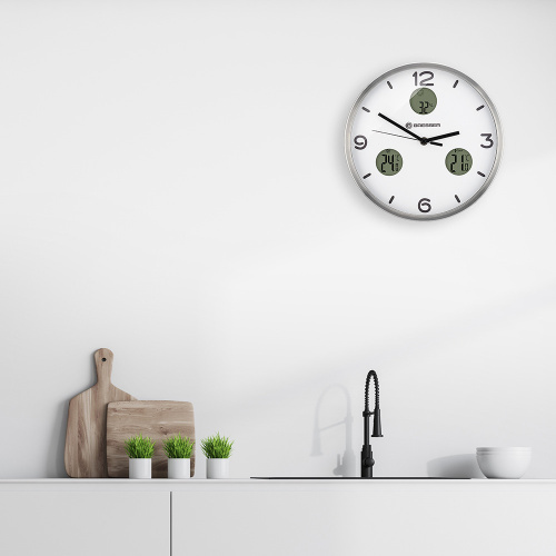 Часы настенные Bresser MyTime io NX Thermo/Hygro, 30 см, белые фото 4