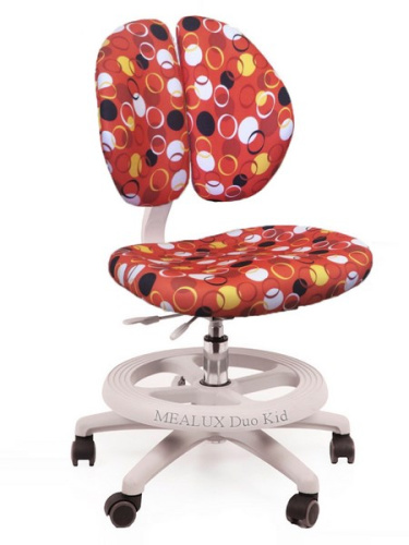 Детское кресло для школьника Mealux Duo Kid (Цвет обивки:Красный с кольцами, Цвет каркаса:Серый)