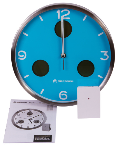 Часы настенные Bresser MyTime io NX Thermo/Hygro, 30 см, голубые фото 5