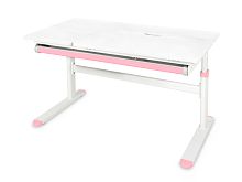 Детский стол Ergokids Bravo White/Pink (арт. TH-360 Lite WG/PN) - столешница белая / накладки на ножках розовые