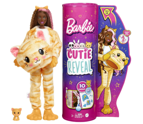 HHG18-3 Кукла Barbie Cutie Reveal Милашка-проявляшка Котёнок 29 см