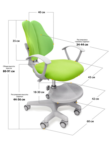 Детское кресло Mealux EVO Mio-2 (Y-408) (Цвет обивки:Зеленый, Цвет каркаса:Серый) фото 3