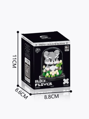 (Собачка с тюльпанами) Конструктор Цветы в колбе (446 деталей) фото 3