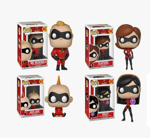 (4 шт) Набор фигурок Funko POP! Суперсемейка 2 - Эластика, Мистер Исключительный, Виолетта, Джек-Джек