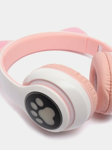 Беспроводные наушники Кошачьи ушки светящиеся CAT STN-28 (розовые) фото 8