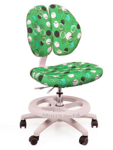 Детское кресло для школьника Mealux Duo Kid (Цвет обивки:Зеленый с кольцами, Цвет каркаса:Серый)
