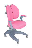 Детское кресло Solerte Grey FUNDESK с фиксированными подлокотниками + c розовым чехлом в подарок!