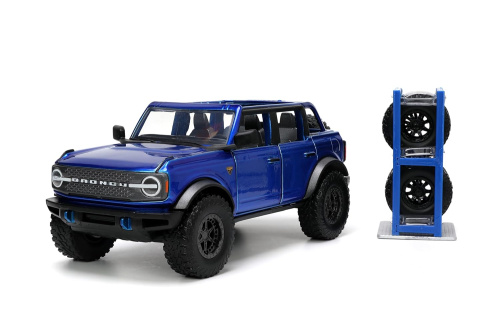 Машина 1:24 Jada 2021 Ford Bronco (синий) с дополнительным комплектом колес фото 2