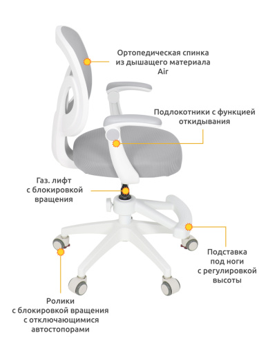 Детское кресло Ergokids Soft Air Grey (арт.Y-240 G) фото 2