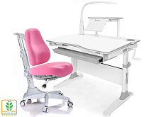 Комплект парта и кресло Mealux EVO-30 (с лампой) (дерево)(серый+розовый)