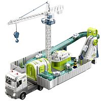 JD606D Большой автовоз с краном и машинками (трек) со светом и звуком
