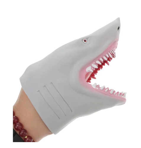(белая) Игрушка на руку Акула / Игрушка перчатка (игрушка в ванную) 