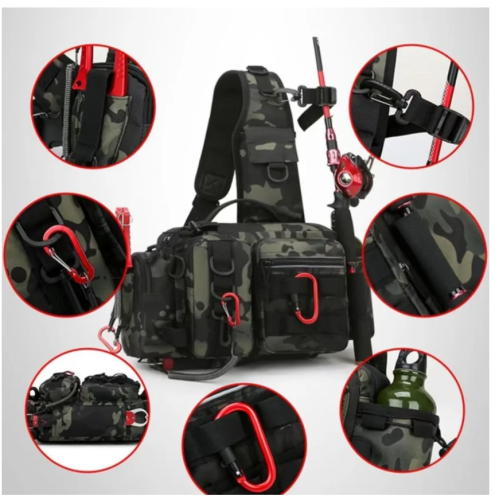 Сумка для рыбалки, тактическая сумка на одно плечо (сумка для приманок) фото 9