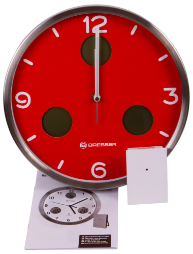 Часы настенные Bresser MyTime io NX Thermo/Hygro, 30 см, красные фото 5