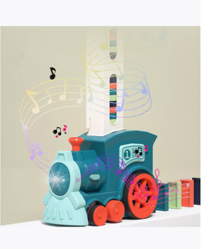 Электрический паровозик-домино 60 деталей (свет, звук) фото 3