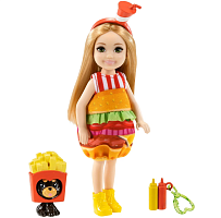 GHV69-4 Кукла Barbie Челси в тематическом костюме бургер с питомцем