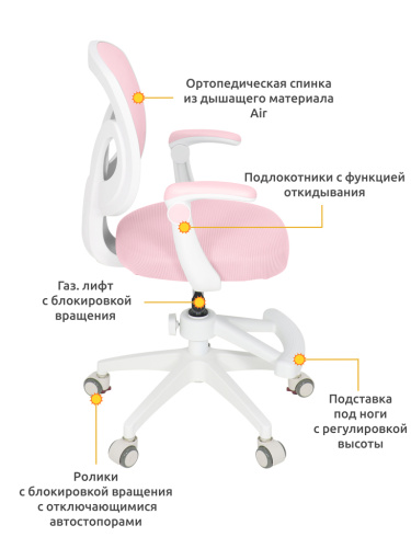 Детское кресло Ergokids Soft Air Pink (арт.Y-240 KP) фото 2