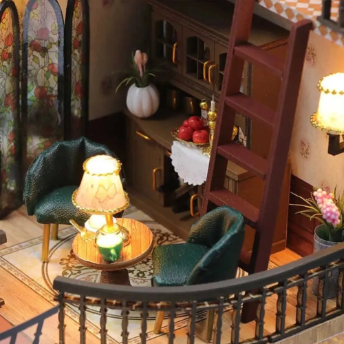 M2132 Румбокс Дом в английском стиле Конструктор 230 элементов, подсветка фото 9