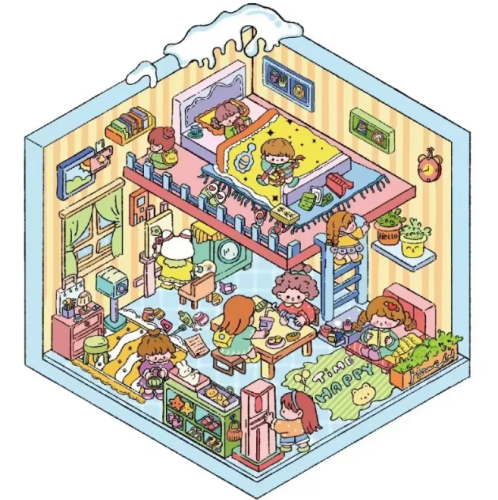 (№1) 3D Наклейки для творчества румбокс антистресс (4 комнаты + 1 сад в подарок) с пинцетом фото 2