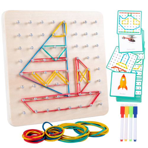 Деревянный геоборд с резинками и карточками нейротренажер (развивающие игры)