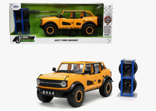 Машина 1:24 Jada 2021 Ford Bronco (Orange) с дополнительным комплектом колес
