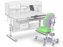 Комплект парта и кресло Mealux EVO-50 (Y-300) (Цвет столешницы:Белый, Цвет обивки:Зеленый, Цвет кромки:Серый)