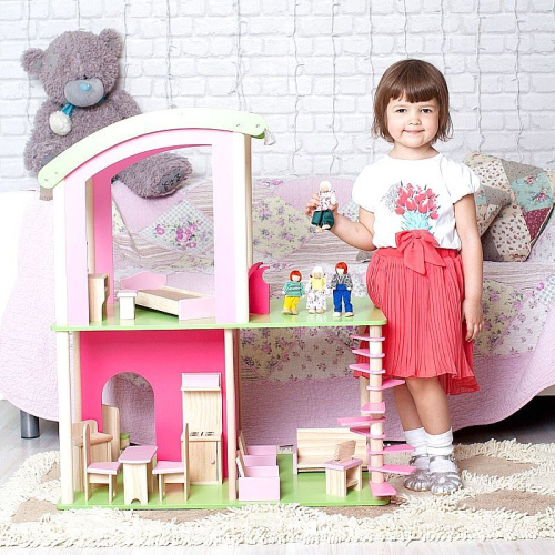 Флоренция - универсальный дом для кукол (для мини-кукол и для Барби), DY-0103, с мебелью и куклами фото 2