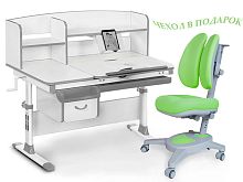Комплект парта и кресло Mealux EVO-50 (Y-115) (Цвет столешницы:Белый, Цвет обивки:Зеленый, Цвет кромки:Серый)